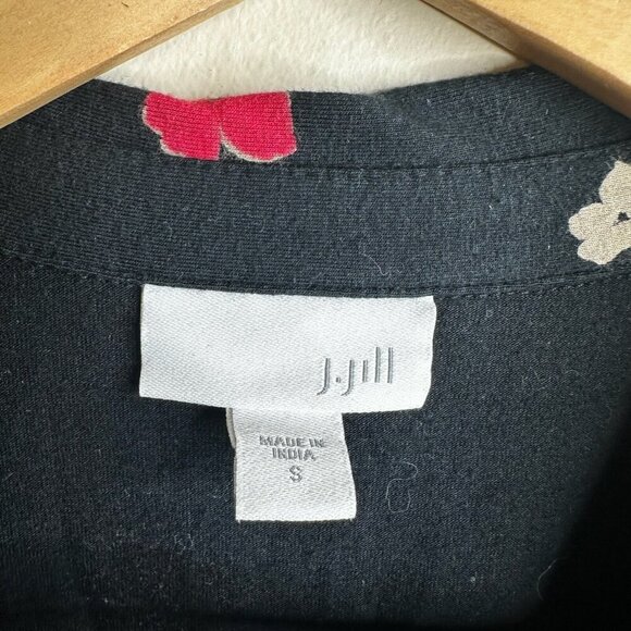 J Jill Dress Womens Size S Black Dark Floral Button Up Short Sleeve‎ Pockets - Picture 5 of 10